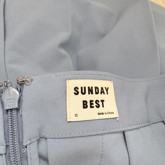 Aritzia Sunday Best Olive Micro Skirt Pleated High Rise Blue Size 10 - Picture 6 of 8